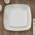 thumbnail image 6 of Efavormart 10 Pack | 7" White With Gold Rim Square Plastic Dessert Party Plates, Disposable Appetizer Salad Plates, 6 of 11
