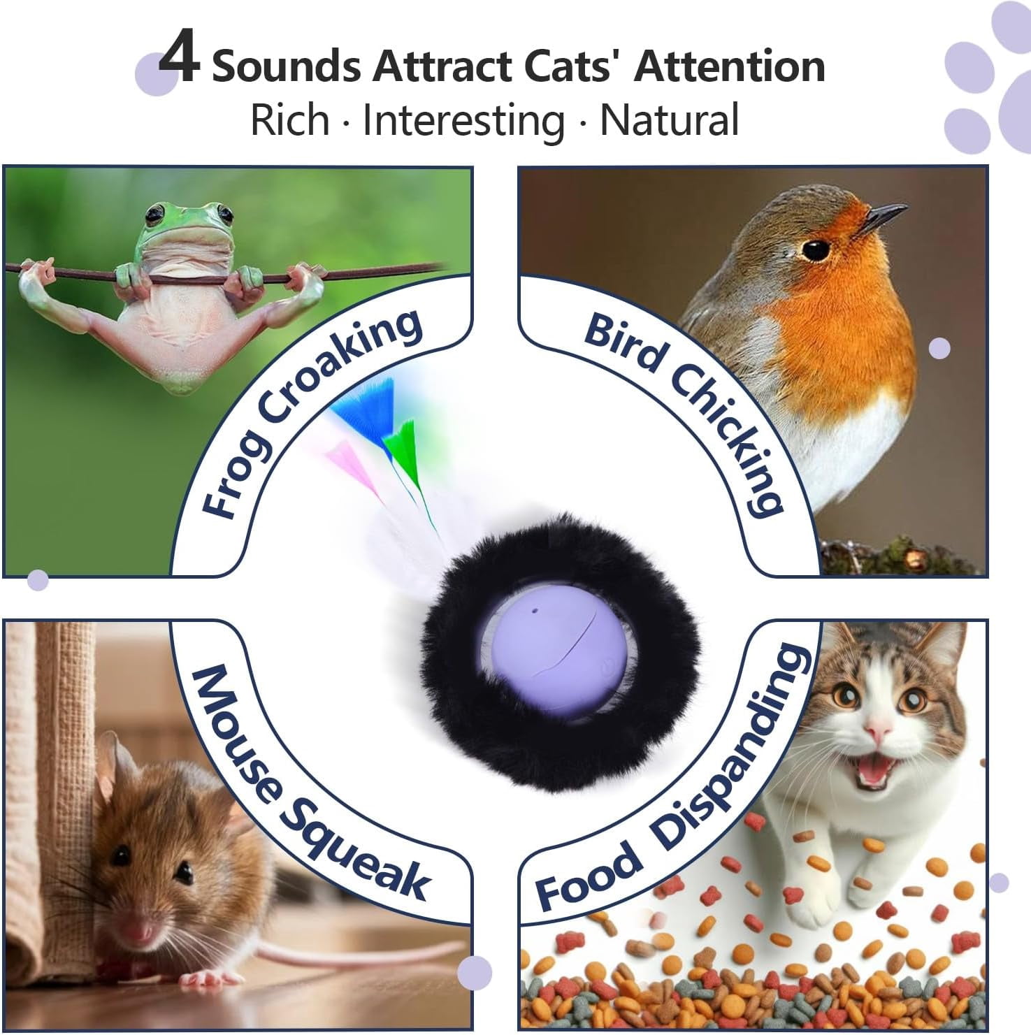 Cat Toys, Interactive Activated Moving Ball in 7 Holes Mat, Automatic Fast Rolling Ball, Hide and Seek Toys for Indoor Cats, Exercise Kicker Mouse Catching Game