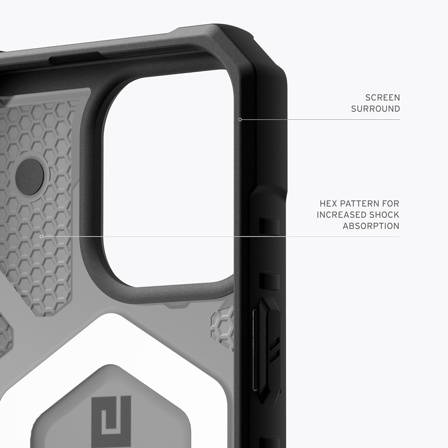 UAG iPhone 15 Pro Max Case 6.7" Pathfinder Clear Ash/Black Built-in Magnet Compatible with MagSafe Charging Rugged Transparent Dropproof Protective Cover by URBAN ARMOR GEAR