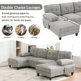 thumbnail image 3 of 103.5" Cloud Couch, Gray  Modern Chenille Sectional Sofa, U-Shaped Sectional with Dual Chaise Lounges, Storage Pockets & Armrest Pillows, 3 of 10