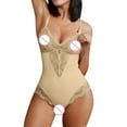 thumbnail image 4 of Gibobby Ropa interior mujer sexy Conjunto de Lencería Sexy para Mujer Ropa Interior de Encaje Interior con Cuello V Ropa de Dormir(Beige, XG), 4 of 5