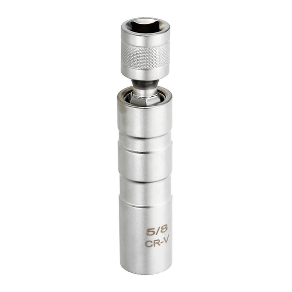 Uxcell 1pcs Spark Plug Socket Set 3/8" Drive 5/8" Swivel Magnetic 12 Point Thin Wall Spark Plug Socket with 360 Degree Swivel CR-V Steel, Silver