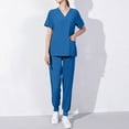 thumbnail image 6 of Scrub Uniforms for Women Set Solid Short Sleeve Tops and Jogger Pants Nurse Gifts Working Scrubs 2 PCS Medical Outfits, Navy, XXL, 6 of 6