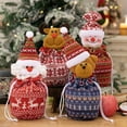 thumbnail image 4 of Christmas Knitted Doll Gift Bags – 9.8"x5.1" Fabric Drawstring Candy Bags with Santa, Snowman, Bear – Reusable Holiday Treat Bags for Kids, Party, Presents, 4 of 4