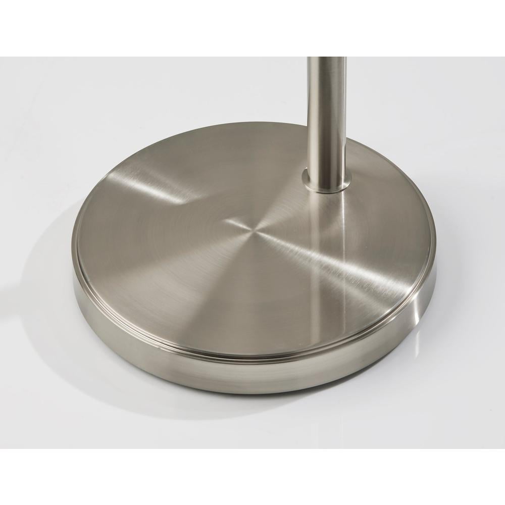 Adesso Cabo Arc Lamp, Brushed Steel, Textured White Fabric Shade