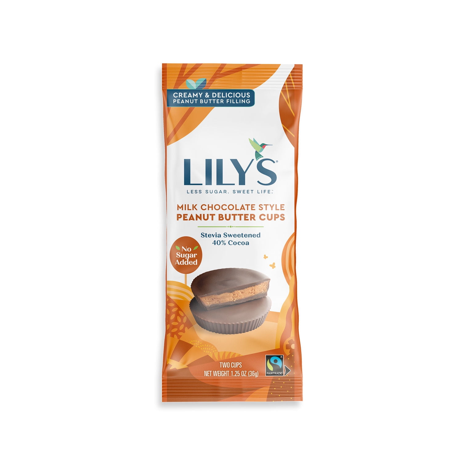 LILY'S, Milk Chocolate Style Peanut Butter Cups, Gluten Free, Kosher, Free of Added Sugar, 1.25 oz, Pack