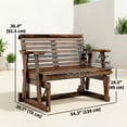 thumbnail image 3 of Outsunny Outdoor Glider Bench, Wooden Glider Chair with 2 Cupholders, 3 of 10