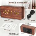 thumbnail image 5 of DAYBETTER Wooden Digital Alarm Clocks for Bedrooms, USB Port & Battery Powered, Loud Alarm Clock for Heavy Sleepers,Dimmer, 3 Alarms, Sound Control, Temperature, 12/24H, Brown, 5 of 7
