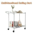 thumbnail image 4 of Chariot Utilitaire – Chariot de Rangement en Métal Robuste à 2 Niveaux avec Poignée Basse et Roues Verrouillables – Tablettes en Acier Ajustables pour Bureau, Cuisine, Entrepôt – Lot de 1, 4 of 7