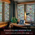 thumbnail image 2 of Stained Glass Window Film, Static Cling Vinyl Non Adhesive Anti UV for Glass Door(43.9 x 199.9 cm), Home Decor Window Stickers for Home, Office, Study Room, 2 of 7
