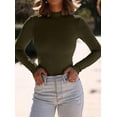 thumbnail image 4 of PRETTYGARDEN Women's Turtleneck Long Sleeve Shirts Fall Basic Thermal Underwear Tops Ribbed Fitted Layering Knit Top, 4 of 10