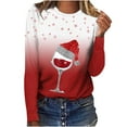 thumbnail image 2 of Hauts à Manches Longues pour Femmes T-Shirt de Noël Imprimé 3D Cerf Décontracté à Col Rond, 2 of 5