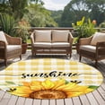 thumbnail image 4 of Sunflowers Round Area Rug 7 FT, Non Slip Living Room Area Carpet, Yellow Plaid Sunshine Vintage Country Bee Washable Soft Circular Rug Non-Shedding Floor Carpet for Bedside Office Play Room Classroom, 4 of 9