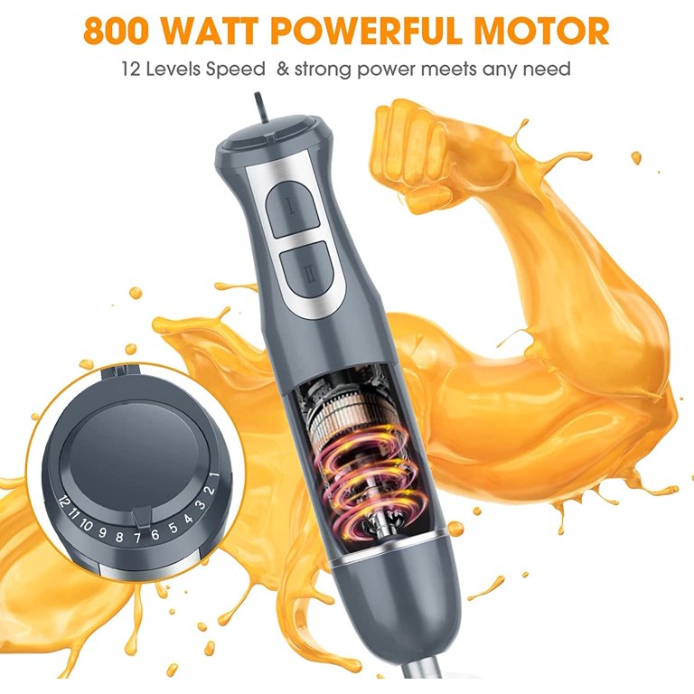 GlorySunshine 5 in 1 Hand Blender 800 Watt 12 Speed Handheld