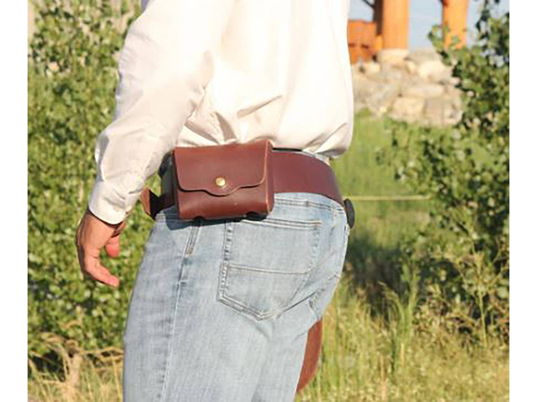 Hunter Buscadero Cap and Ball Revolver Gun Belt Leather Brown Large