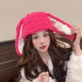 thumbnail image 2 of CSChome Knitted Hat Women Winter Hat Long Bunny Ear Decor Knitted High Elasticity Warm Thick Soft Ear Protection Solid Color Windproof Slip, 2 of 7