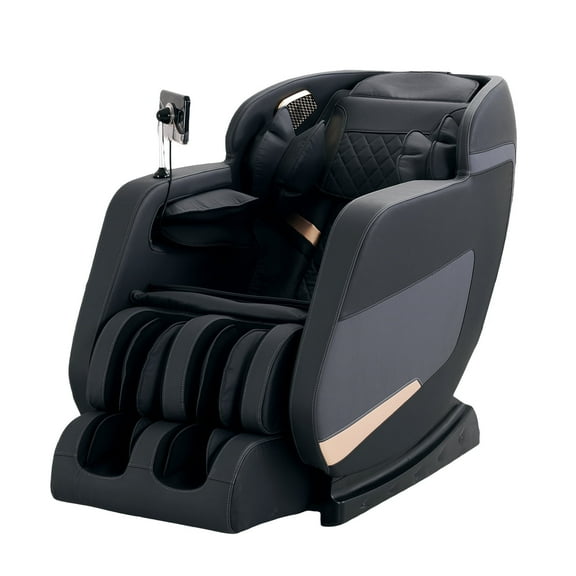 4D SL Track Zero Gravity Massage Chair Recliner with Calf and Foot Rollers, AI Voice Control, LCD Screen, Quick Access Buttons (Black)