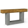thumbnail image 3 of Hommoo 63" Wooden Console Table, Farmhouse 2-Tier Sofa Table, Entryway Table Hallway Table, Brown & Gray, 3 of 6