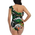 thumbnail image 5 of Uemuo Dinosaur Skeleton Print Women's One Piece Swimsuit Asymmetrical Neck Bathing Suit One Shoulder Side Cutout Ruffle Swimwear-X-Large, 5 of 6