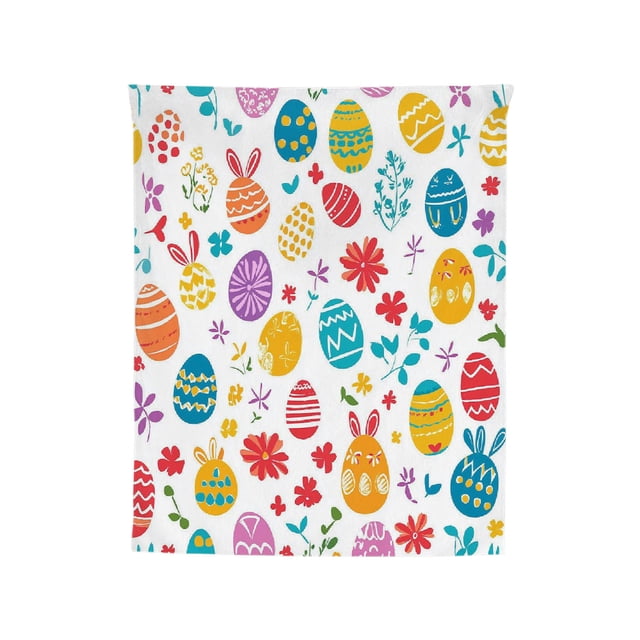 Flannel Blanket Easter Egg Bunny Design 75 cm x 100 cm Multicolor Polyester Bed Blanket