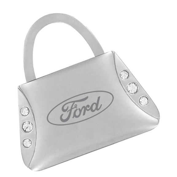 Ford Purse Shape Keychain 6 Clear Crystals Key Chain