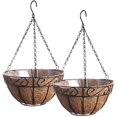 thumbnail image 1 of Cesta de flores colgante con adorno de forro Coco de 10", juego de 2, 1 of 5