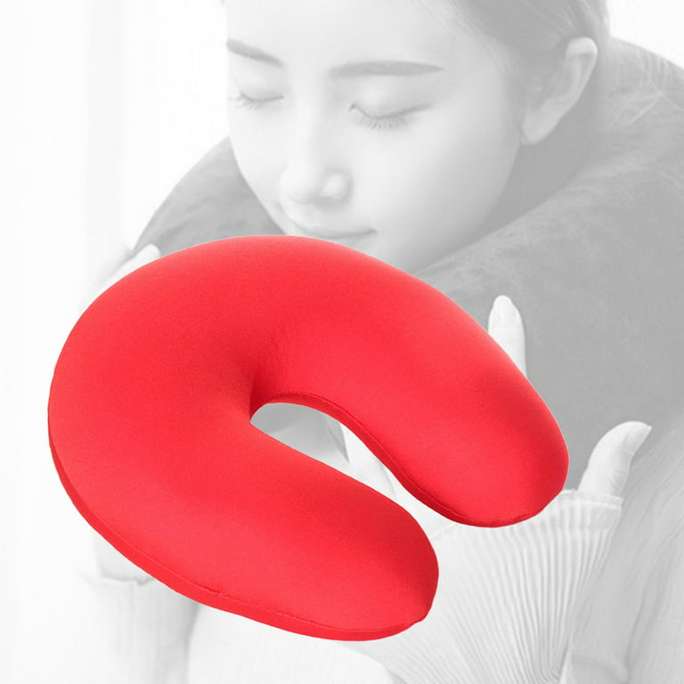 Microbeads Travel Pillow Neck Pillow Head Rest Cushion Lightweight for  Plane red