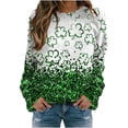 thumbnail image 1 of Penkiiy T-Shirt à Manches Longues et Col Rond Imprimé pour la Saint-Patrick pour Femmes, Vert, 1 of 4