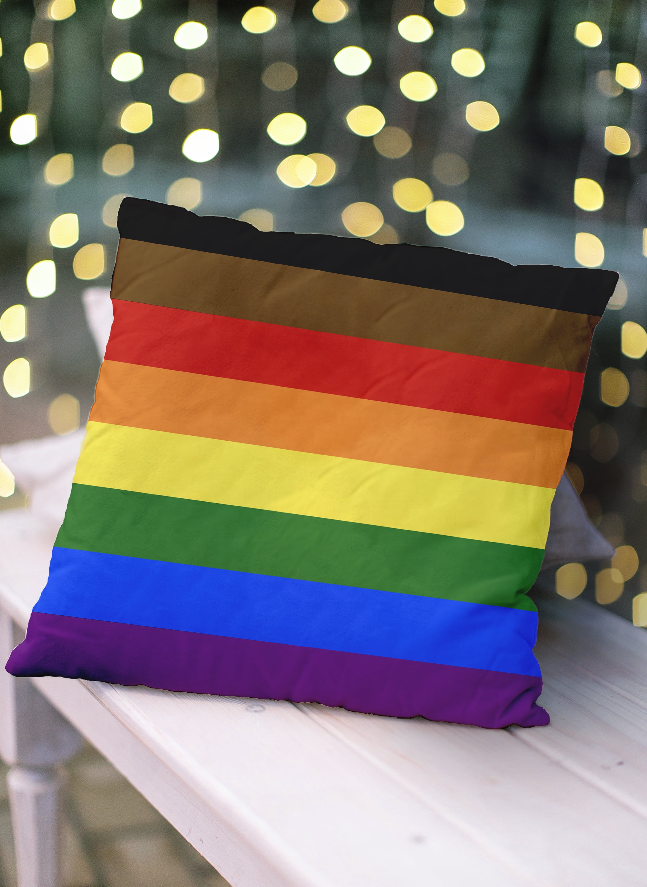 Simply Daisy 20" x 20" Contemporary Stripes Pride Day Polyester Throw Pillow
