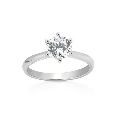 Round Simulated Diamond Solitaire Engagement Ring