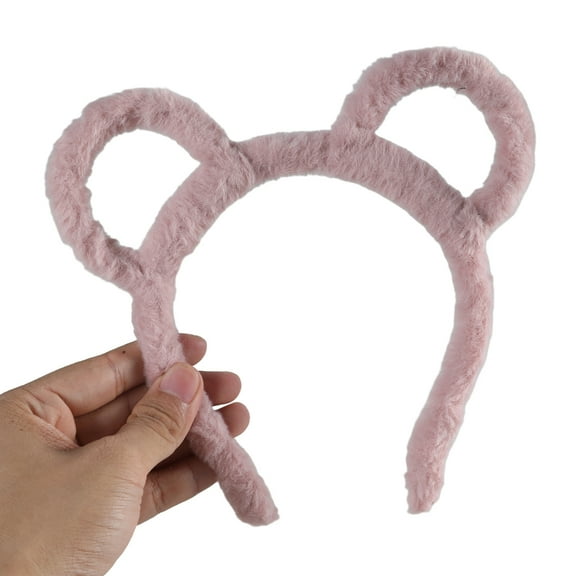 Necvior Korean Women Winter Thick Plush Headband Round Mouse Bear Ears Hair Hoop Candy Color Makeup Metal Bandana Gifts