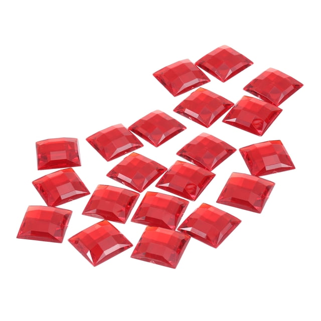 Unique Bargains Acrylic Flat Back Rhinestones Square Artificial Gemstone for Crafts Face Painting Jewelry Making Red