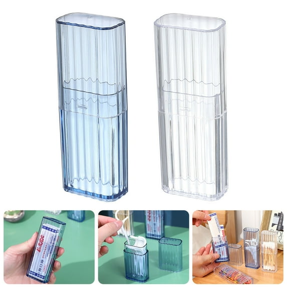 Yesbay Toothpick Storage Box Portable Transparent Plastic Mini Size Swab Storage Case for Travel