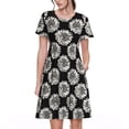 thumbnail image 1 of Fotbe White Sunflowers Vestido Largo de Moda para Mujer, Vestido Tipo Camiseta con Manga Corta y Estilo Casual a Rayas y Bloques de Color, 1 of 6