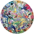 thumbnail image 3 of eeBoo Piece & Love: Paradise Garden - 500 Piece Puzzle - 23" Round Jigsaw, Vibrant Bird & Nature Collage Artwork, Eco-Friendly, Playlist, Adult & Kids, 3 of 8