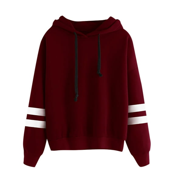 ALLLIST Casual Hoodies for Ladies Long Sleeve Loose Pullover Red Casual Solid Sweatshirt for Ladies