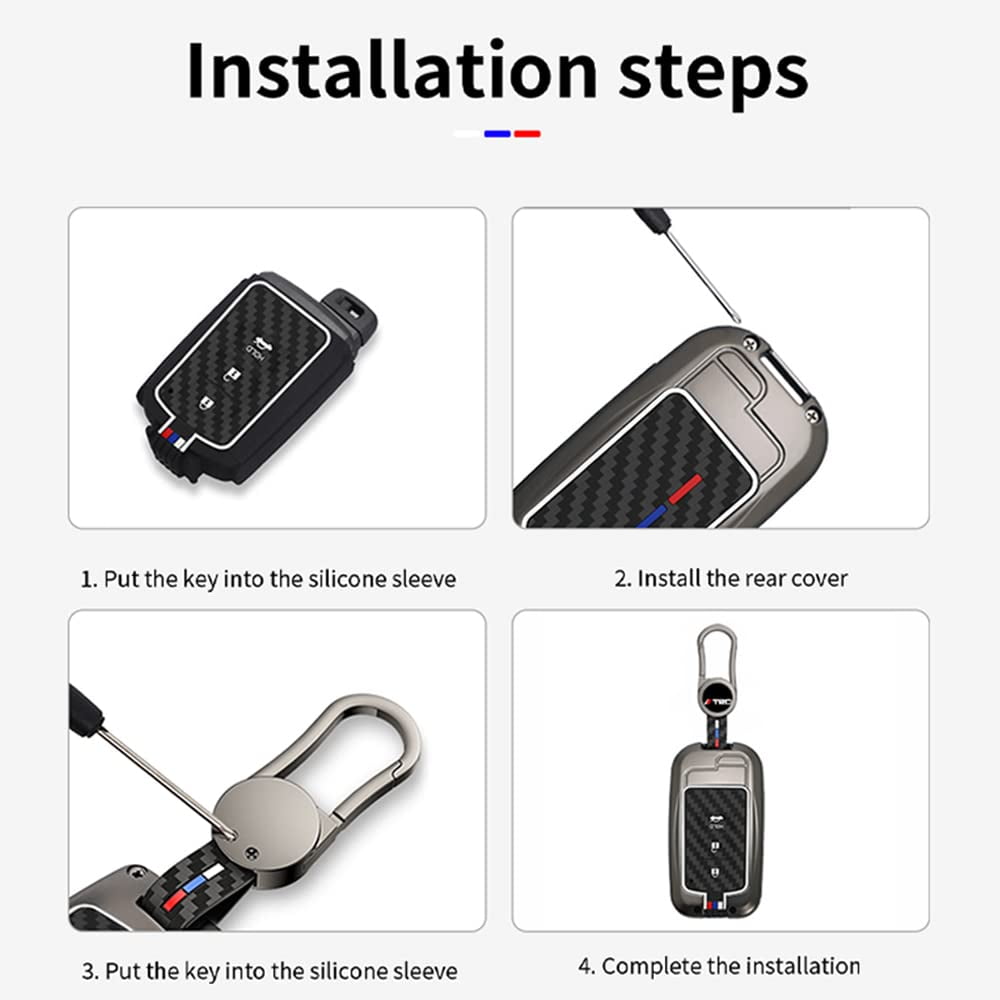 Zinc Alloy Keyless Entry Key Fob Cover Compatible for Toyota Highlander Avalon Camry Corolla RAV4 2017-2019 Case Protector 4 Buttons