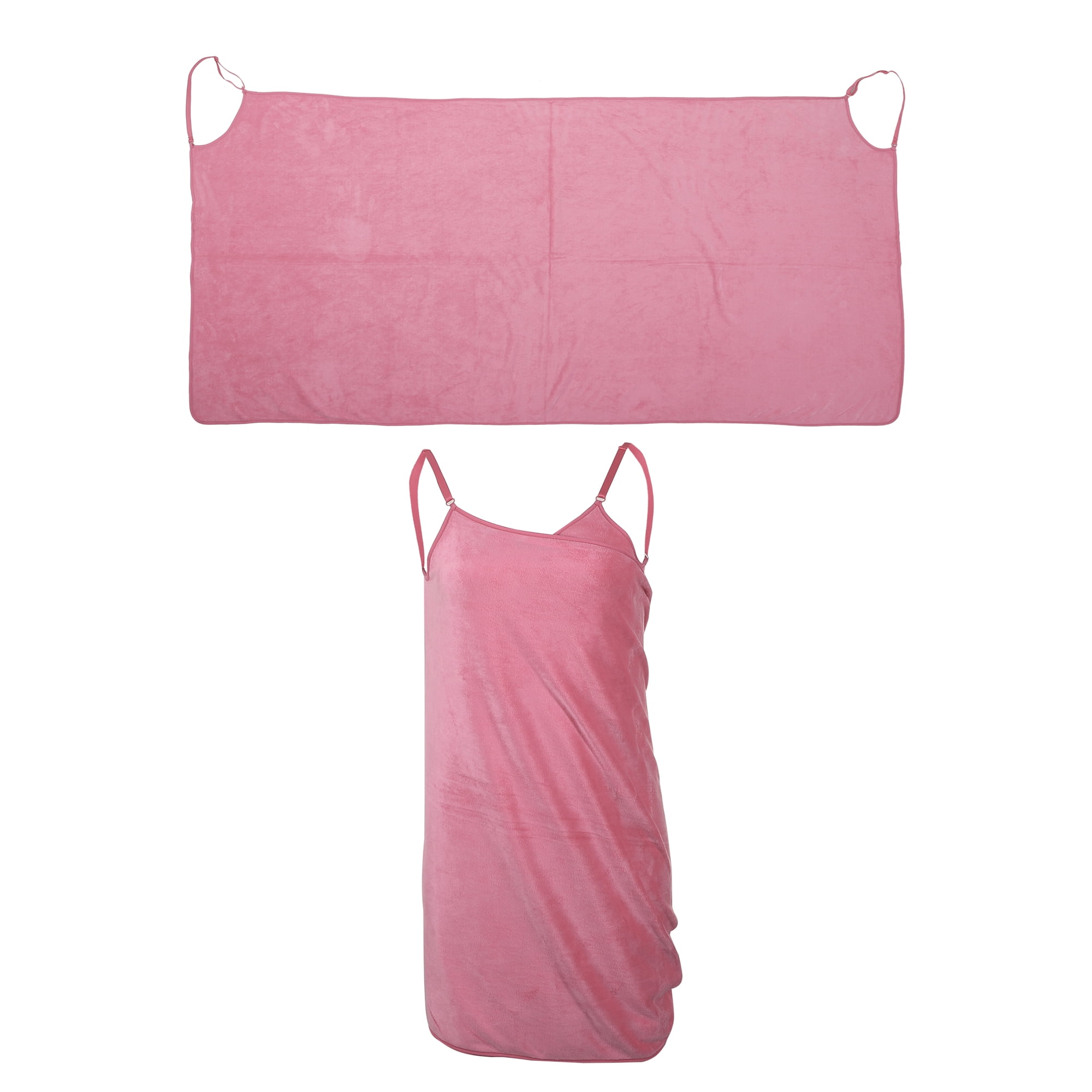 Unique Bargains Shower Wrap Towel Robe Adjustable Shoulder Strap 1Pc Pink