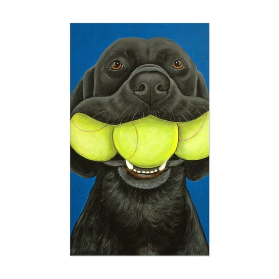 CafePress - Black Lab With 3 Tennis Balls - Rectangle Bumper Sticker Car Decal