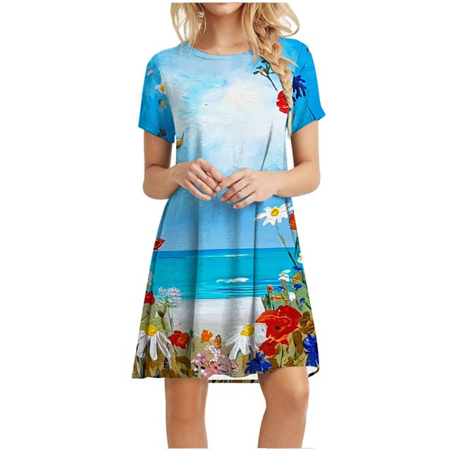 Vestido de verano para mujer, vestido informal con manga larga, vestido largo Fridja qw1970