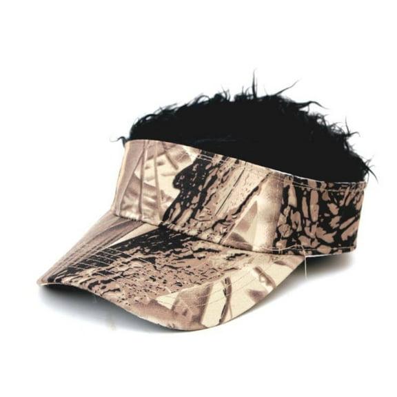 DOPI Fashion DIY Hairstyle Adult Funny BaseBall Cap with Fake Camoufla Hair Wig Solid