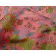 thumbnail image 4 of oneOone Silk Tabby Teal Blue Fabric Leaves & Floral Artistic Sewing Material Print Fabric By The Yard 42 Inch Wide, 4 of 4