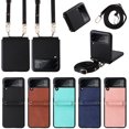 thumbnail image 1 of For Samsung Galaxy Z Flip 3 5G Cover with Strap Lanyard Shockproof Luxury Leather Hard Ultra Slim Case, 1 of 5