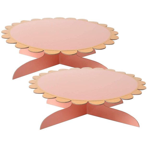 2-set Pink1-tier Redondo Cartón Diseño de flores Soporte para pasteles/postre Soporte para pasteles/magdalenas Perfecto para niñas Fiesta de cumpleaños rosa y dorada Fiesta de bienvenida al bebé S. Afortunado Sencillez