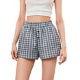 thumbnail image 3 of Yunliwuli Women's Summer Casual Pajama Shorts Elastic Band Loose Fitting Plaid Lounge Shorts, 3 of 10