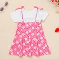 thumbnail image 3 of IWEMEK Girl Dresses Crew Neck Bohemian Outfits Chic Floral Printed Loose Fake White T Shirt Dress with Headband, 3 of 7