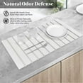 thumbnail image 3 of Extral Large Stone Dish Drying Mats for Kitchen Counter, 28"(L)×16"(W), Collapsible Quick Drying Dish Mats, Eco-Friendly Absorbent Diatomaceous Earth Mat for Dishes Cups Bottles, Match Any Countertop, 3 of 14