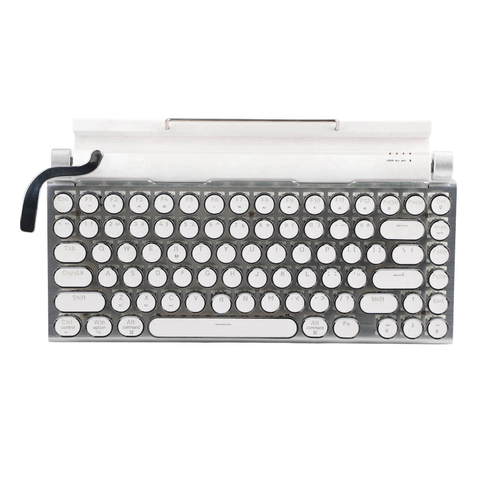 Typewriter Mechanical Keyboard, 83 Key Multifunctional  Mechanical Keyboard, Adjustable Brightness, Impact  Material, 2000mA Capacity, for Win, IOS,