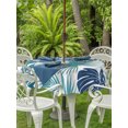 thumbnail image 3 of Outdoor Tablecloths with Umbrella Hole & Zipper, Teal Blue Palm Leaves Round Tablecloths 60 Inch, Tropical Botanical Summer Waterproof Table Cloth, Patio/Pool/Picnic Table Covers, 3 of 8