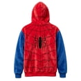 thumbnail image 3 of Unisex Spider Superhero Zip Up Hoodie, Full Mask Plush Fleece Halloween Cosplay Sweatshirt Jacket with Pockets, Vermilion, S, 3 of 5